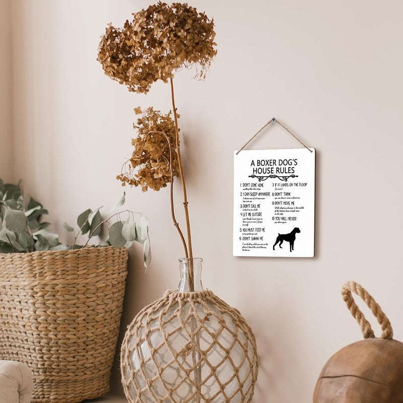 FUGWN A Boxer Dog’s House Rules Dog Wooden Signs 8x10, Boxer Dog Gifts for Lovers Women Men, Boxer Wall Decor, Signs for Home Decor, House Rules Sign for Boxer Lovers - Image 4
